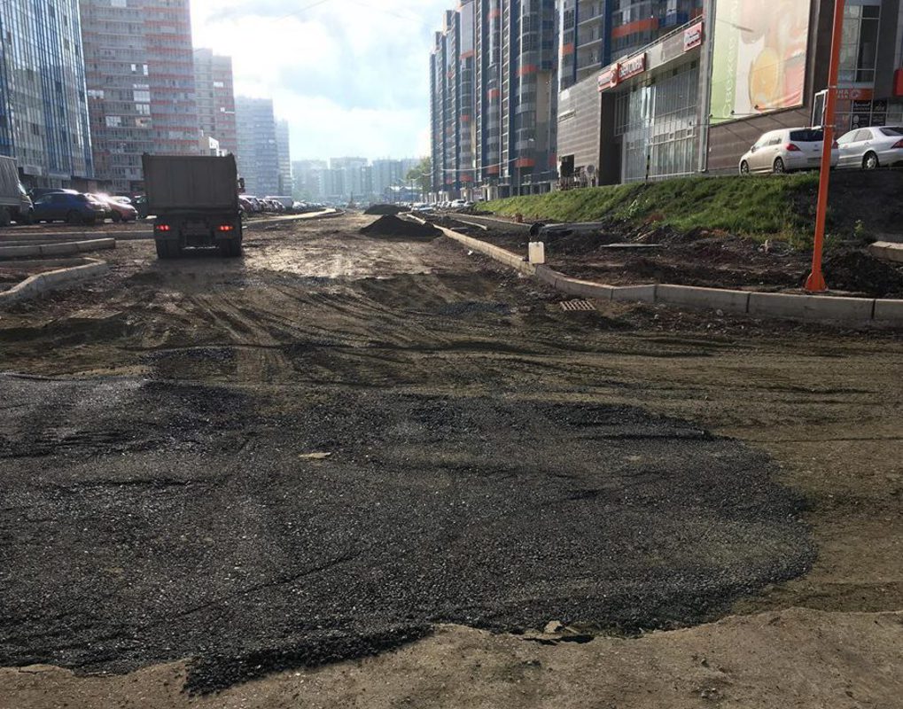 Строители разрушили новую дорогу в районе Ярыгинского проезда 